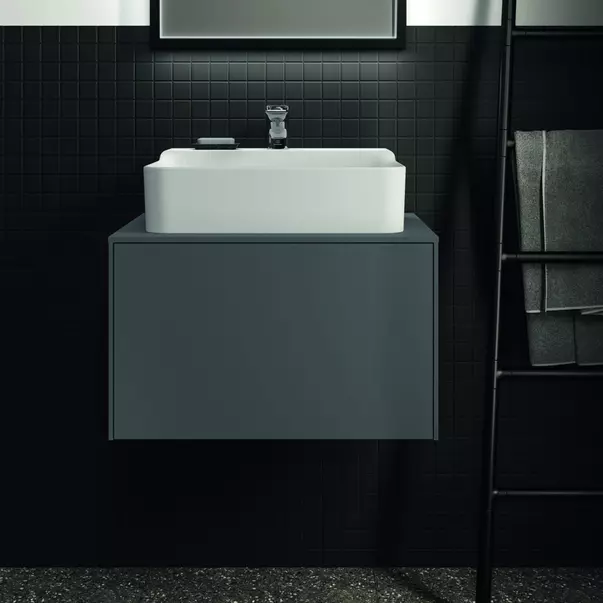 Dulap baza suspendat Ideal Standard Atelier Conca antracit mat 1 sertar si blat cu decupaj central 60 cm [3]
