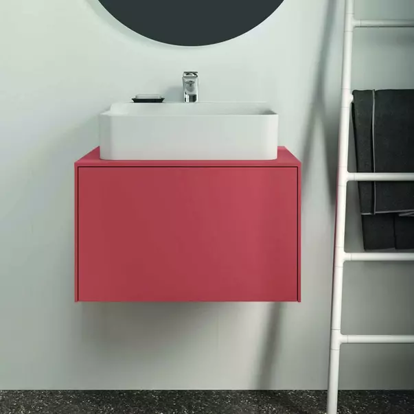 Dulap baza suspendat Ideal Standard Atelier Conca rosu - oranj mat 1 sertar si blat cu decupaj central 60 cm [3]