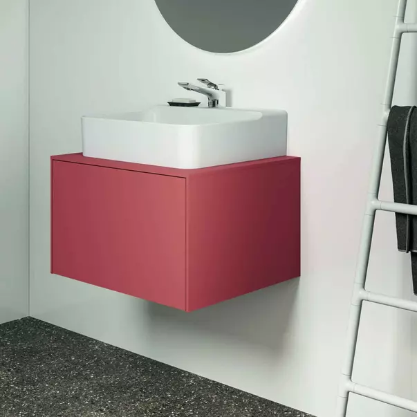 Dulap baza suspendat Ideal Standard Atelier Conca rosu - oranj mat 1 sertar si blat cu decupaj central 60 cm [4]