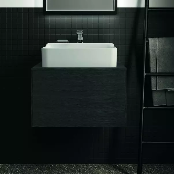 Dulap baza suspendat Ideal Standard Atelier Conca finisaj stejar inchis 1 sertar si blat cu decupaj central 60 cm [3]