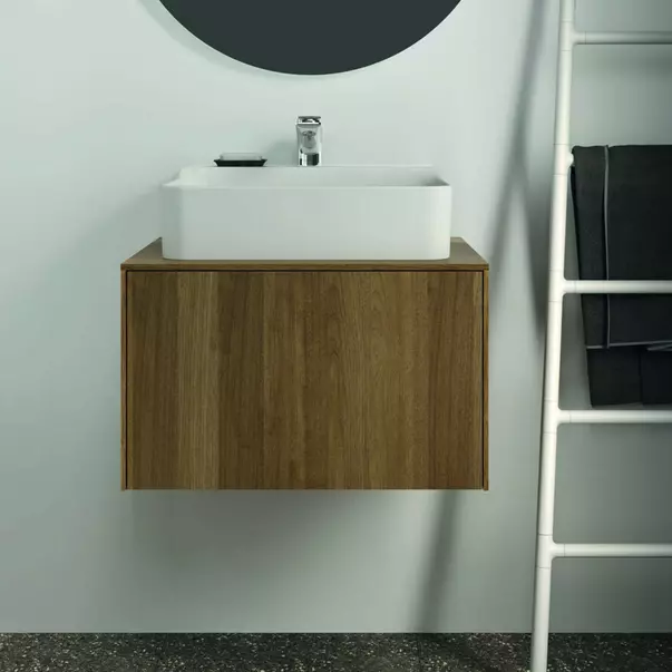 Dulapuri baie - Dulap baza suspendat Ideal Standard Atelier Conca finisaj nuc inchis 1 sertar si blat cu decupaj central 60 cm