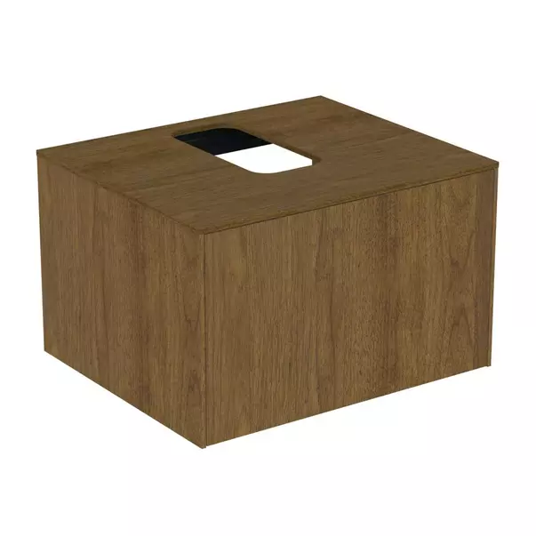 Dulap baza suspendat Ideal Standard Atelier Conca finisaj nuc inchis 1 sertar si blat cu decupaj central 60 cm [2]