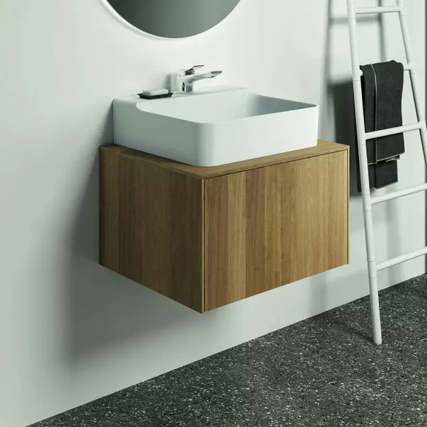 Dulap baza suspendat Ideal Standard Atelier Conca finisaj nuc inchis 1 sertar si blat cu decupaj central 60 cm [3]