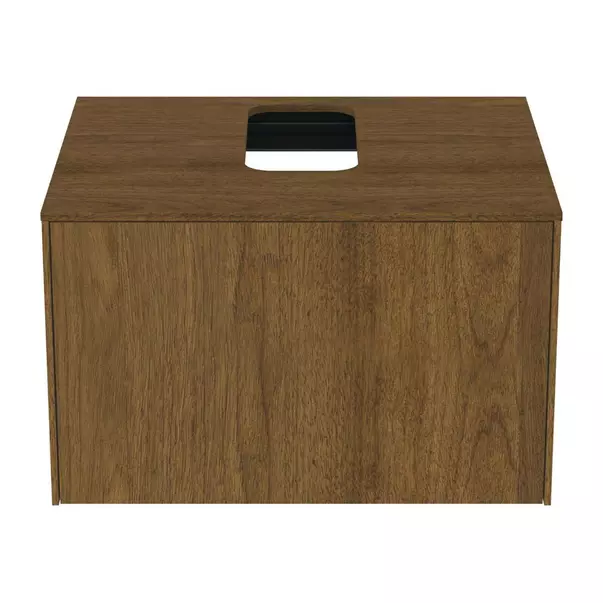 Dulap baza suspendat Ideal Standard Atelier Conca finisaj nuc inchis 1 sertar si blat cu decupaj central 60 cm [5]