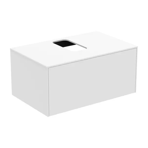 Mobilier Baie - Dulap baza suspendat Ideal Standard Atelier Conca alb mat 1 sertar si blat cu decupaj central 80 cm