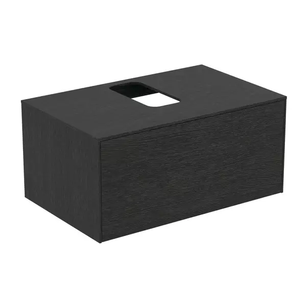  Dulapuri baie - Dulap baza suspendat Ideal Standard Atelier Conca finisaj stejar inchis 1 sertar si blat cu decupaj central 80 cm