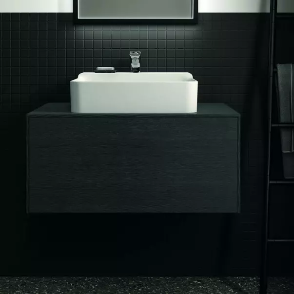 Dulap baza suspendat Ideal Standard Atelier Conca finisaj stejar inchis 1 sertar si blat cu decupaj central 80 cm [3]