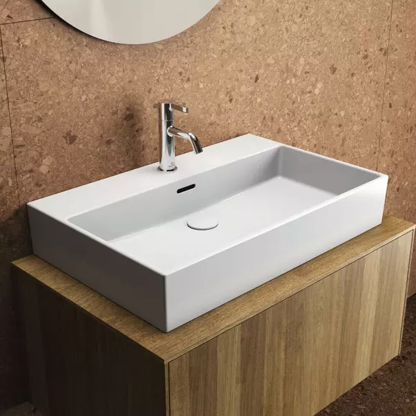  Dulapuri baie - Dulap baza suspendat Ideal Standard Atelier Conca finisaj nuc inchis 1 sertar si blat cu decupaj central 80 cm