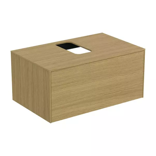  Dulapuri baie - Dulap baza suspendat Ideal Standard Atelier Conca finisaj stejar deschis 1 sertar si blat cu decupaj central 80 cm