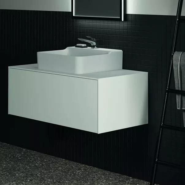 Dulap baza suspendat Ideal Standard Atelier Conca alb mat 1 sertar si blat cu decupaj central 100 cm [3]