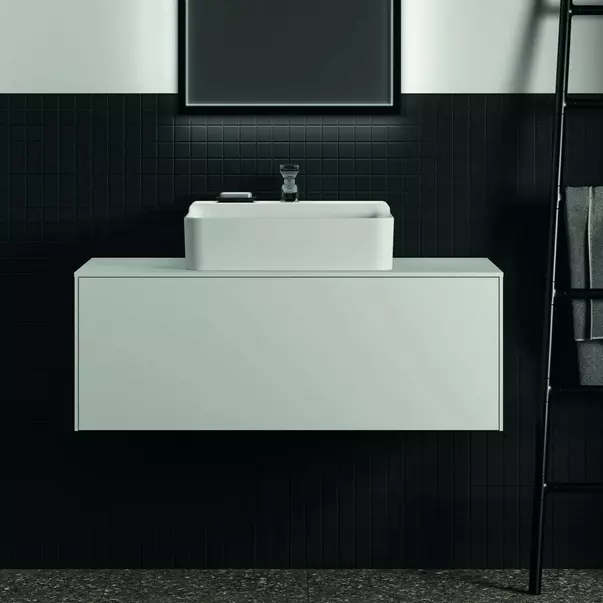 Dulap baza suspendat Ideal Standard Atelier Conca alb mat 1 sertar si blat cu decupaj central 100 cm [5]