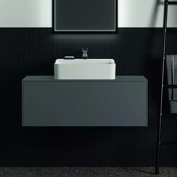 Dulap baza suspendat Ideal Standard Atelier Conca antracit mat 1 sertar si blat cu decupaj central 100 cm [3]