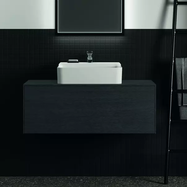 Dulap baza suspendat Ideal Standard Atelier Conca finisaj stejar inchis 1 sertar si blat cu decupaj central 100 cm [3]