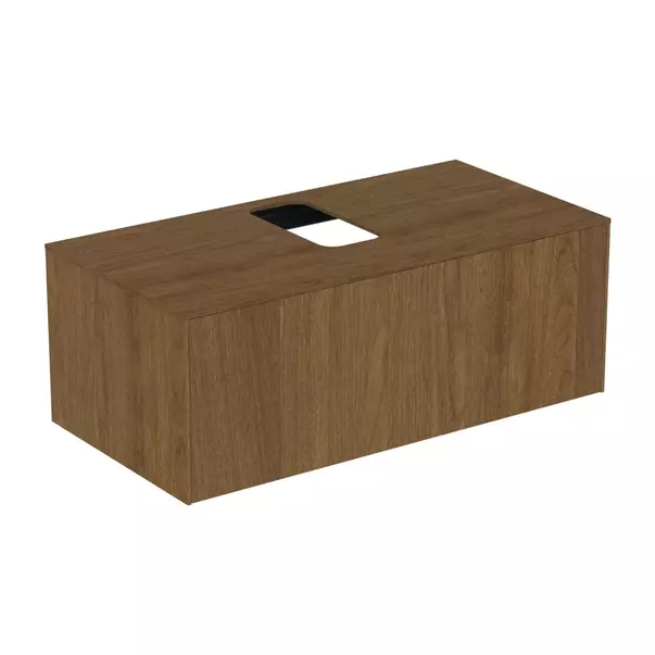  Dulapuri baie - Dulap baza suspendat Ideal Standard Atelier Conca finisaj nuc inchis 1 sertar si blat cu decupaj central 100 cm