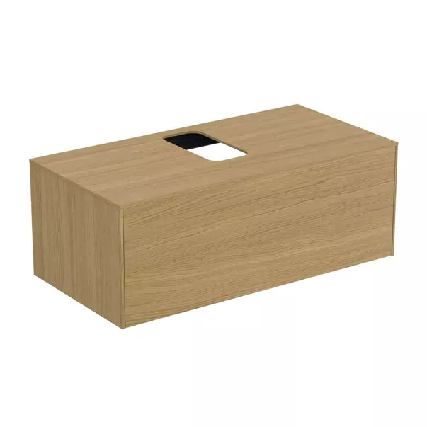  Dulapuri baie - Dulap baza suspendat Ideal Standard Atelier Conca finisaj stejar deschis 1 sertar si blat cu decupaj central 100 cm