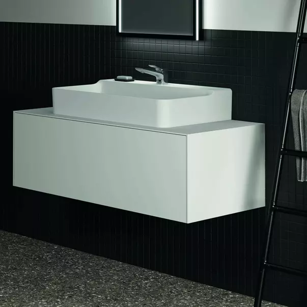 Dulap baza suspendat Ideal Standard Atelier Conca alb mat 1 sertar si blat cu decupaj central 120 cm [5]