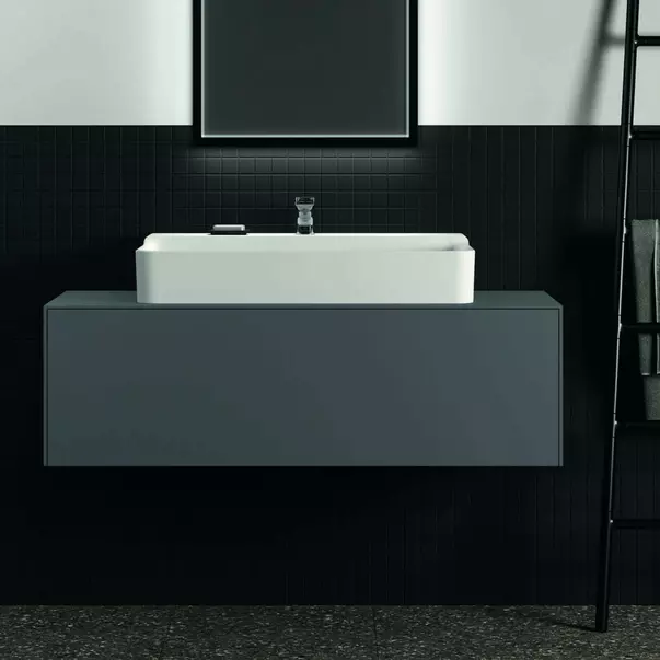 Dulap baza suspendat Ideal Standard Atelier Conca antracit mat 1 sertar si blat cu decupaj central 120 cm [3]