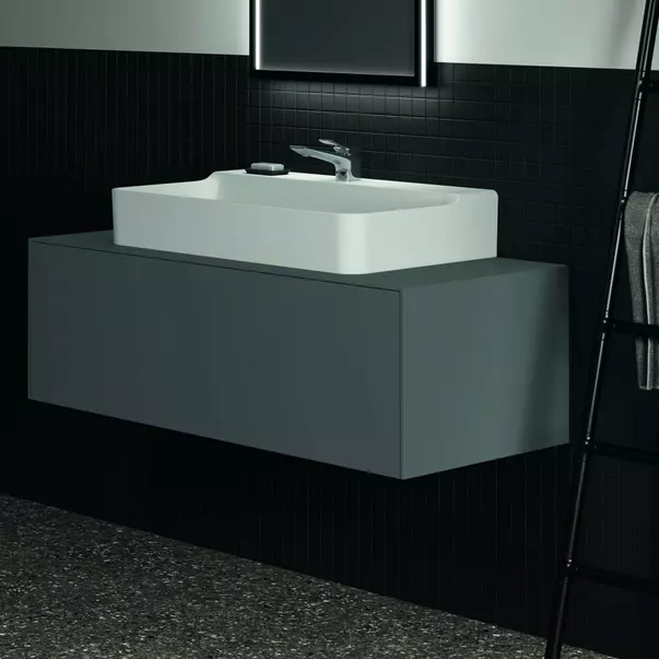 Dulap baza suspendat Ideal Standard Atelier Conca antracit mat 1 sertar si blat cu decupaj central 120 cm [4]