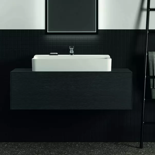 Dulap baza suspendat Ideal Standard Atelier Conca finisaj stejar inchis 1 sertar si blat cu decupaj central 120 cm [3]