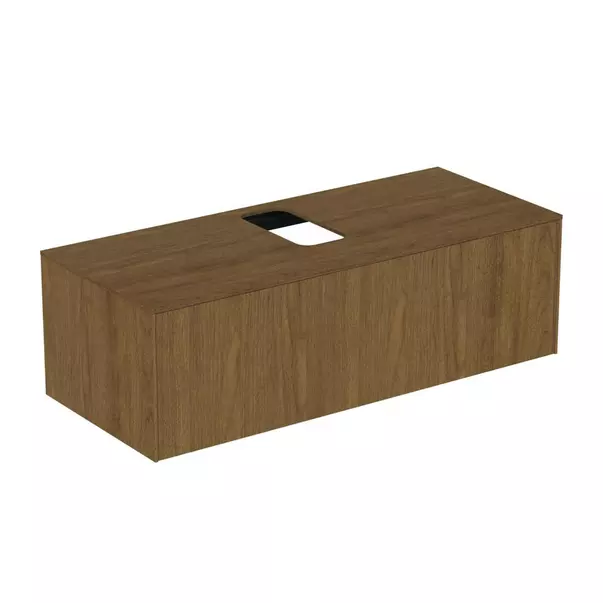 Dulap baza suspendat Ideal Standard Atelier Conca finisaj nuc inchis 1 sertar si blat cu decupaj central 120 cm [2]