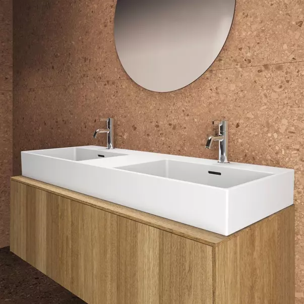 Dulap baza suspendat Ideal Standard Atelier Conca finisaj nuc inchis 1 sertar si blat cu decupaj central 120 cm [6]