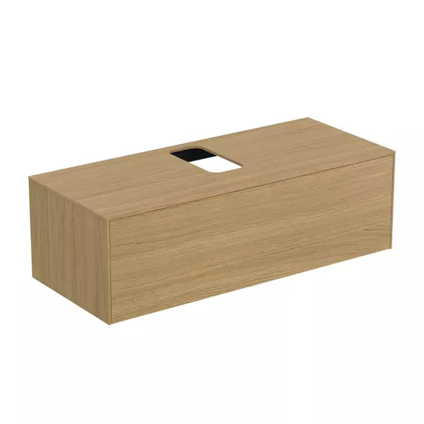  Dulapuri baie - Dulap baza suspendat Ideal Standard Atelier Conca finisaj stejar deschis 1 sertar si blat cu decupaj central 120 cm