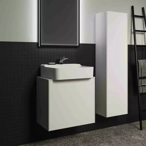 Dulap baza suspendat Ideal Standard Atelier Conca 1 sertar si blat cu decupaj central 60 cm alb mat [2]