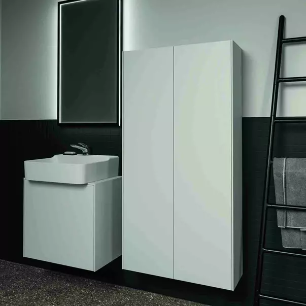 Dulap baza suspendat Ideal Standard Atelier Conca 1 sertar si blat cu decupaj central 60 cm alb mat [3]
