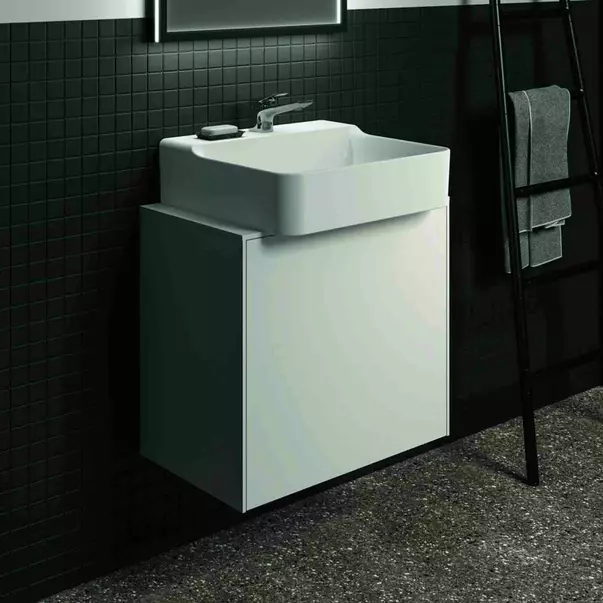 Dulap baza suspendat Ideal Standard Atelier Conca 1 sertar si blat cu decupaj central 60 cm alb mat [4]