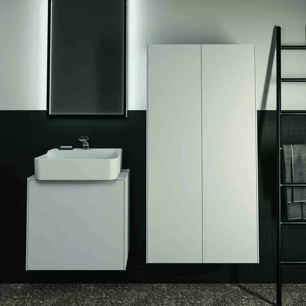 Dulap baza suspendat Ideal Standard Atelier Conca 1 sertar si blat cu decupaj central 60 cm alb mat [5]