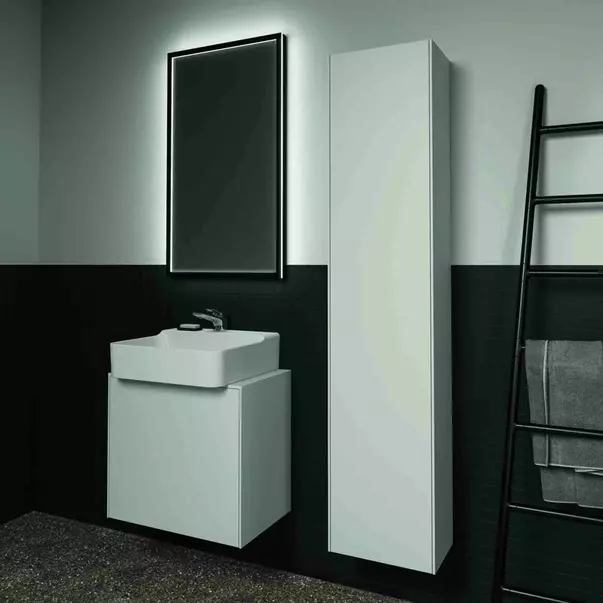 Dulap baza suspendat Ideal Standard Atelier Conca 1 sertar si blat cu decupaj central 60 cm alb mat [6]