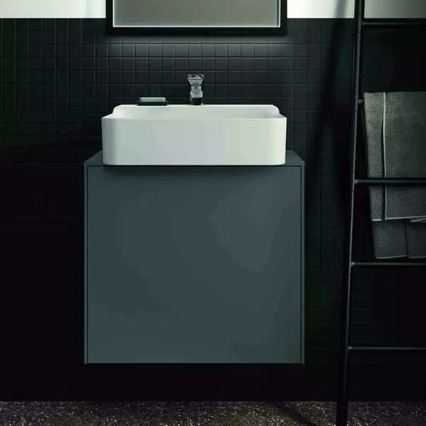 Dulap baza suspendat Ideal Standard Atelier Conca 1 sertar si blat cu decupaj central 60 cm antracit mat [7]