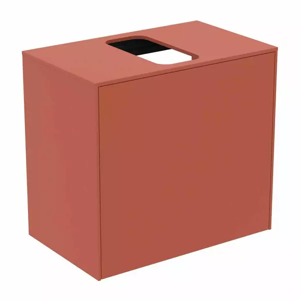 Mobilier Baie - Dulap baza suspendat Ideal Standard Atelier Conca 1 sertar si blat cu decupaj central 60 cm rosu - oranj mat