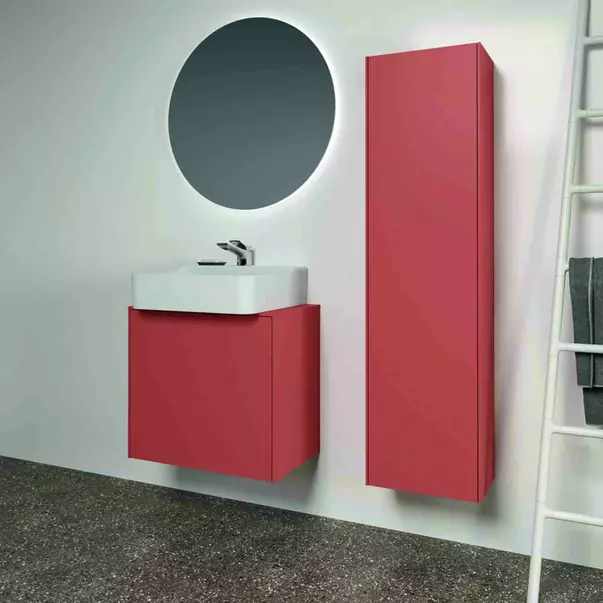Dulap baza suspendat Ideal Standard Atelier Conca 1 sertar si blat cu decupaj central 60 cm rosu - oranj mat [3]