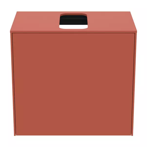 Dulap baza suspendat Ideal Standard Atelier Conca 1 sertar si blat cu decupaj central 60 cm rosu - oranj mat [8]