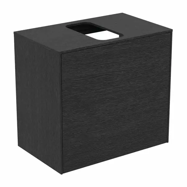 Mobilier Baie - Dulap baza suspendat Ideal Standard Atelier Conca 1 sertar si blat cu decupaj central 60 cm finisaj stejar inchis