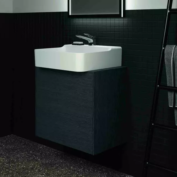 Dulap baza suspendat Ideal Standard Atelier Conca 1 sertar si blat cu decupaj central 60 cm finisaj stejar inchis [3]