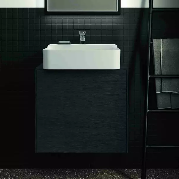 Dulap baza suspendat Ideal Standard Atelier Conca 1 sertar si blat cu decupaj central 60 cm finisaj stejar inchis [5]