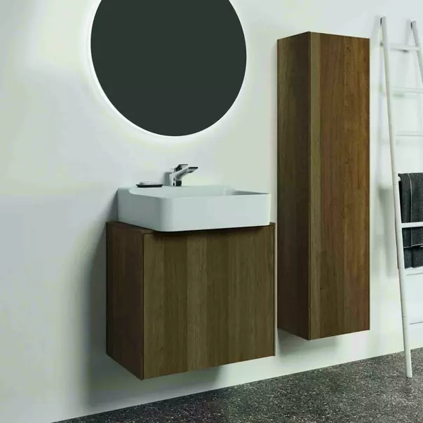 Dulap baza suspendat Ideal Standard Atelier Conca 1 sertar si blat cu decupaj central 60 cm finisaj nuc inchis [3]