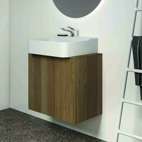 Dulap baza suspendat Ideal Standard Atelier Conca 1 sertar si blat cu decupaj central 60 cm finisaj nuc inchis [4]