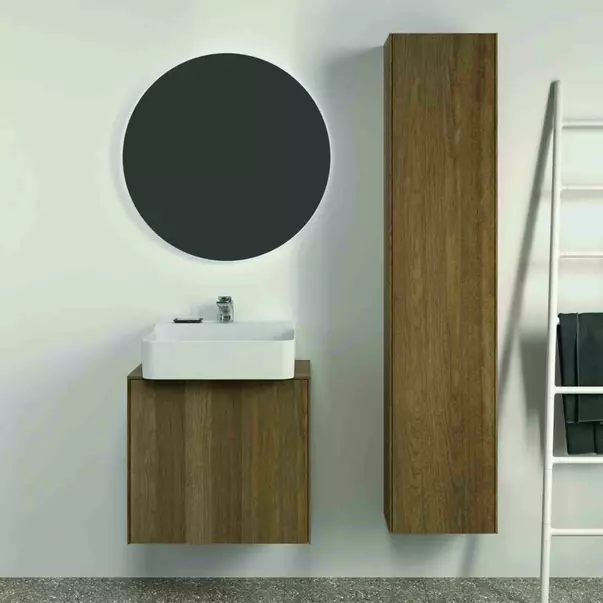 Dulap baza suspendat Ideal Standard Atelier Conca 1 sertar si blat cu decupaj central 60 cm finisaj nuc inchis [7]