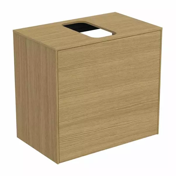 Mobilier Baie - Dulap baza suspendat Ideal Standard Atelier Conca 1 sertar si blat cu decupaj central 60 cm finisaj stejar deschis