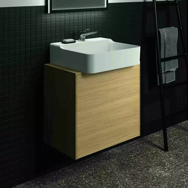 Dulap baza suspendat Ideal Standard Atelier Conca 1 sertar si blat cu decupaj central 60 cm finisaj stejar deschis [2]
