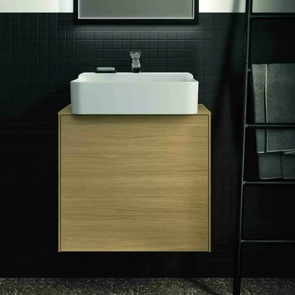 Dulap baza suspendat Ideal Standard Atelier Conca 1 sertar si blat cu decupaj central 60 cm finisaj stejar deschis [4]