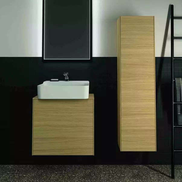 Dulap baza suspendat Ideal Standard Atelier Conca 1 sertar si blat cu decupaj central 60 cm finisaj stejar deschis [5]