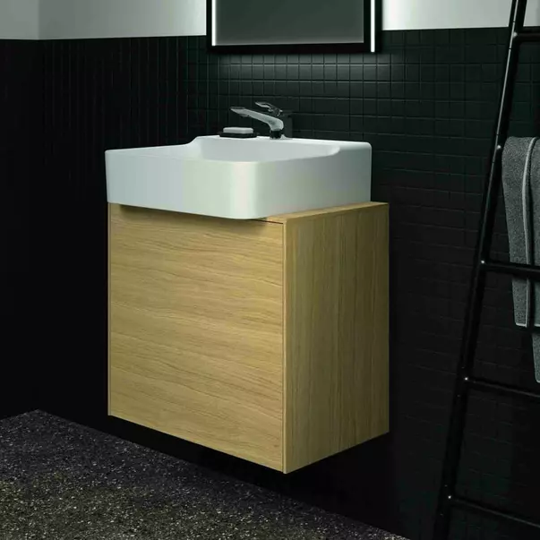 Dulap baza suspendat Ideal Standard Atelier Conca 1 sertar si blat cu decupaj central 60 cm finisaj stejar deschis [6]