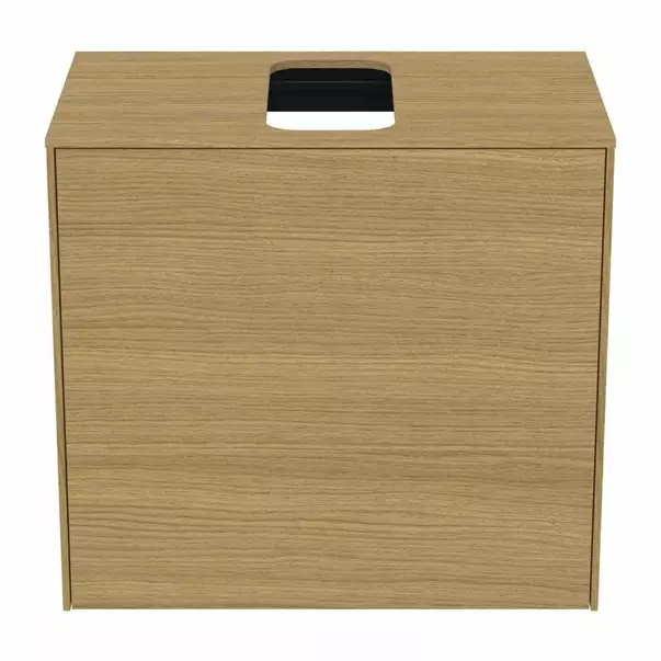 Dulap baza suspendat Ideal Standard Atelier Conca 1 sertar si blat cu decupaj central 60 cm finisaj stejar deschis [9]