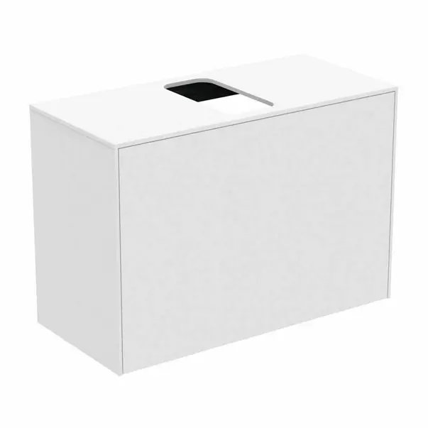 Mobilier Baie - Dulap baza suspendat Ideal Standard Atelier Conca 1 sertar si blat cu decupaj central 80 cm alb mat