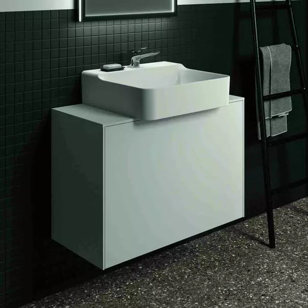 Dulap baza suspendat Ideal Standard Atelier Conca 1 sertar si blat cu decupaj central 80 cm alb mat [2]
