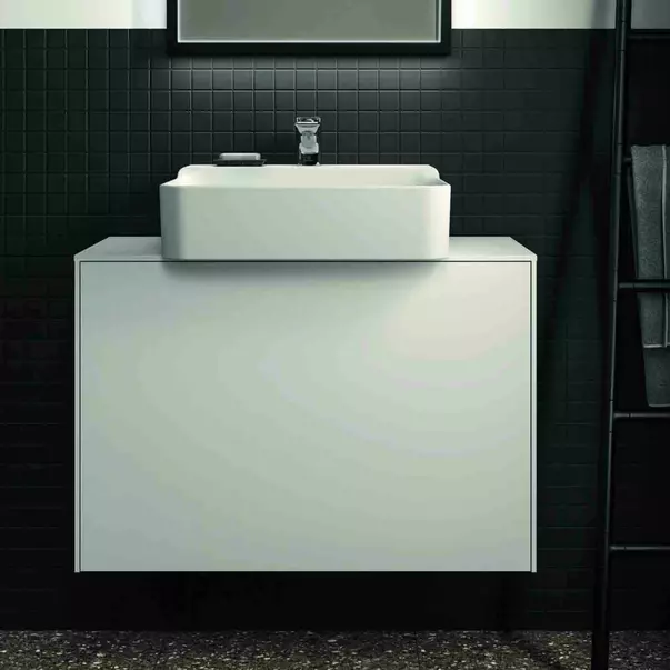 Dulap baza suspendat Ideal Standard Atelier Conca 1 sertar si blat cu decupaj central 80 cm alb mat [3]